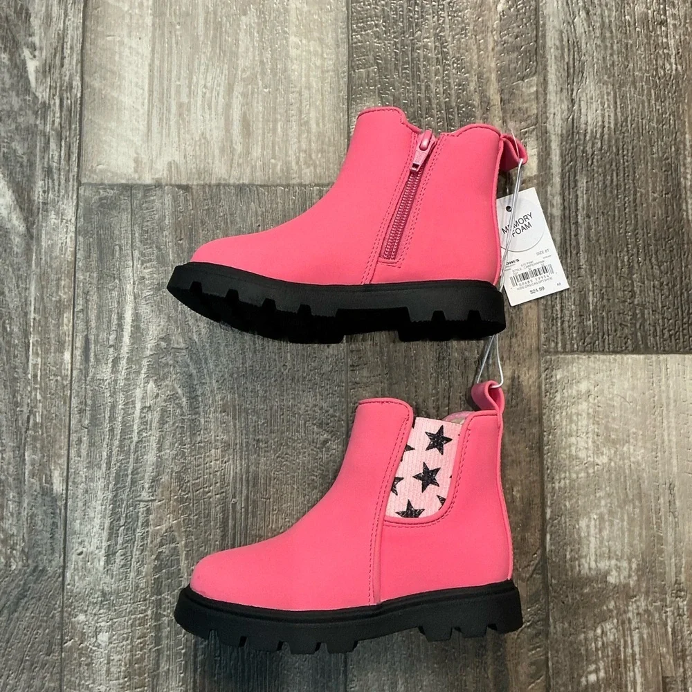 Jumping Beans Girl’s Pink Star-Panel Chelsea Boot Size 8